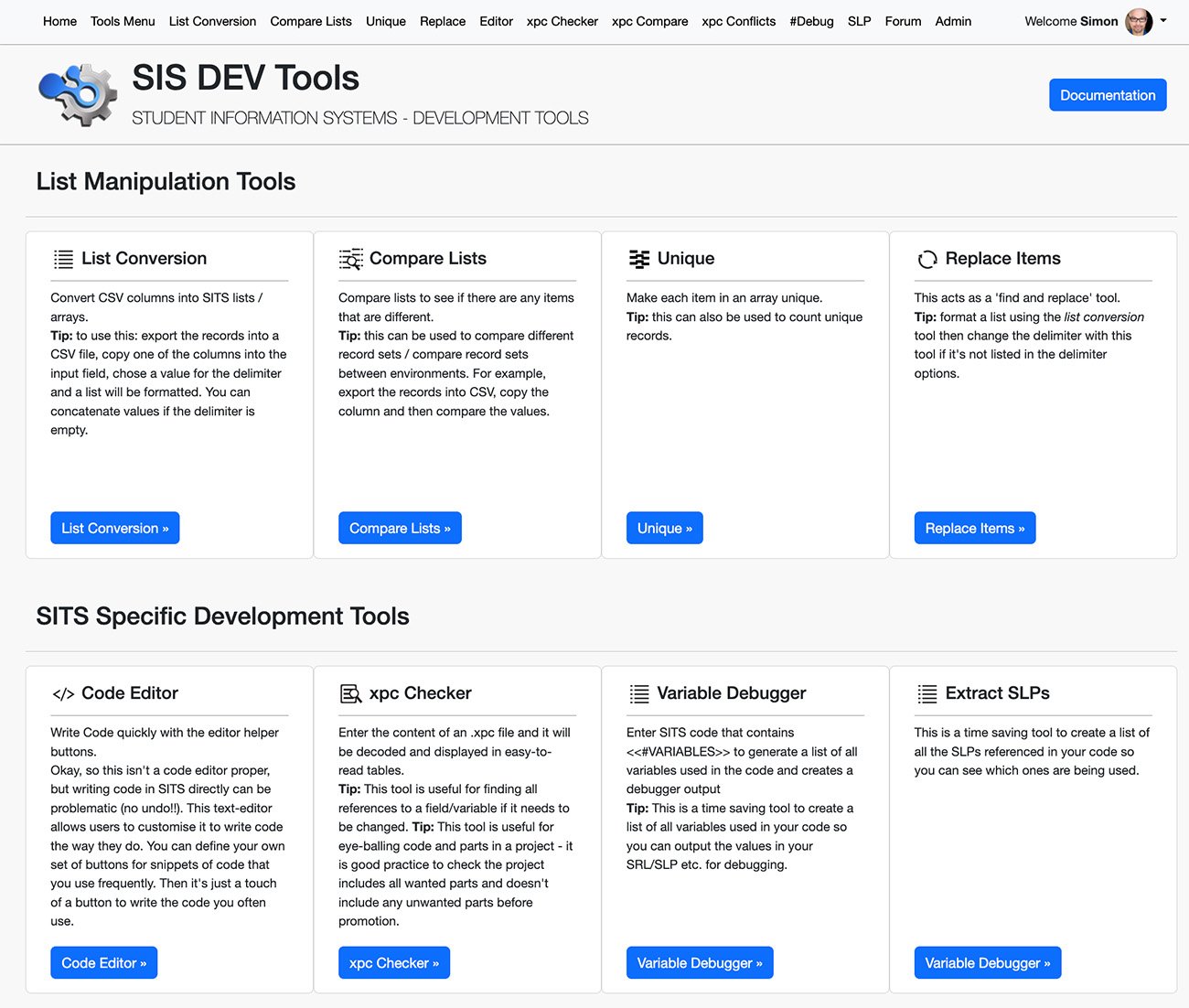 Example of SITS Development tools